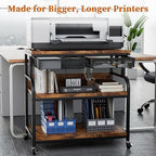 EasyCom 32.3"×18.9" XL Printer Stand with Double Drawers & Wheels - Image 2
