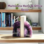 Decorative Agate Bookends 2-3 lbs Dyed Purple Natural Crystal Geode Book Ends for Home Decor Housewarming Gift 1 Pair - Image 6