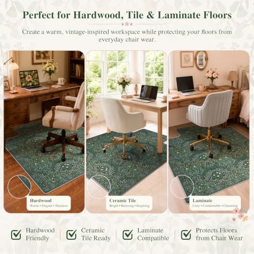 iCasso Office Chair Mat for Hardwood Floor, 36"X 48" Convex Morris Green - Image 3