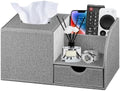 Nightstand Organizer with Tissue Holder,PU Leather Square Tissue Box Cover by PUSU