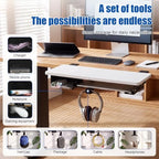 Novabright 24" x 12" Desk Extender Tray with Side Storage Rack Heavy Duty Desk Extender Under Desks Laptop Mount Keyboard Extenders for Desks with a Concealed Storage Area for Cable & Earphone (White) - Image 5