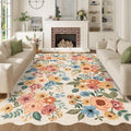 DUKINO 6x9 Area Rugs, Floral Washable Living Room Rug Non Slip Beige Yellow by DUKINO
