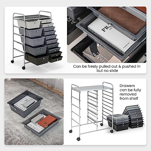 Giantex 15 Drawers Rolling Cart, Classroom Organizers, Storage Cart with Wheels, for Teacher Office Home School Supplies Tool Craft Art Paper - Image 5