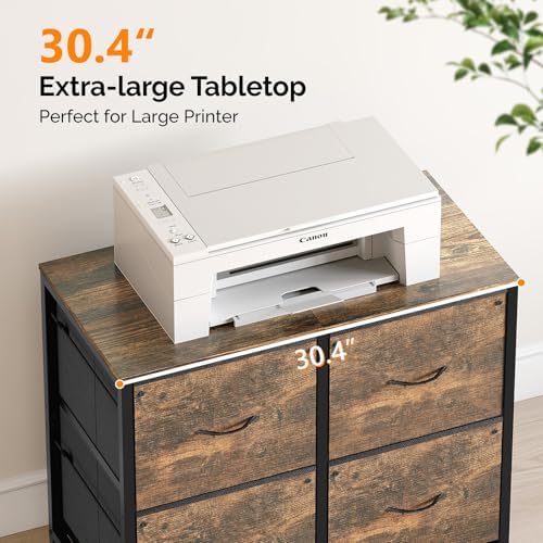 VINGLI 4 Drawer Mobile File Cabinet with Wheels Filing Cabinet Under Desk File Cabinet, Fabric Drawers Printer Stand for Home Office, Fits Letter Size, Rustic Brown - Image 7