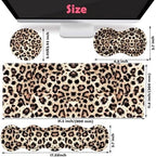 Large XXL Gaming Desk Mat 31.5"x 11.8", Ergonomic Keyboard Wrist Rest & Mouse Pad Wrist Rest + Coaster Set, Non-Slip Base, Memory Foam, Office and Home, Little Leopard Print - Image 5