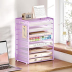 SUBEKYU 9 Tier Paper Letter Tray Desk Organizer with Handles - Purple Metal Mesh File Holder Paper Sorter Desk Organizer for Office Home School, Include 6 Pcs Adjustable Slid Tray, 6 Colors Available - Image 5
