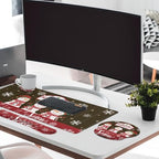 Britimes Keyboard Mouse Pad Set, 4 in 1 Desk Mat Set, Christmas Snowman - Image 3