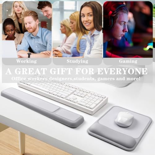 Wrist Rest for Computer Keyboard and Mouse Pad Set - Grey - Image 7
