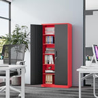 Fesbos Metal Storage Cabinet-71” Tall Steel File Cabinets with Lockable Doors and Adjustable Shelves-Black&Red Steel Storage Cabinet for Home, School, Office, Garage - Image 5
