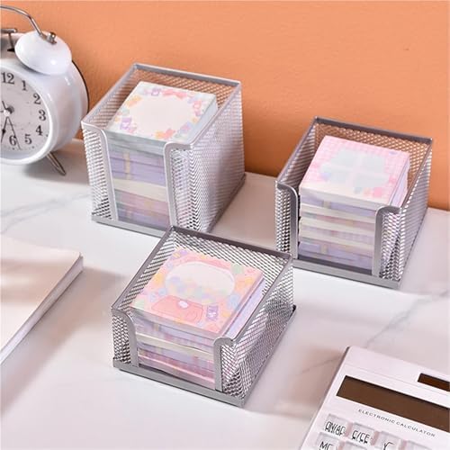 Metal Mesh Desktop Sticky Note Box 5-Pack Office Storage Organizer - Image 5