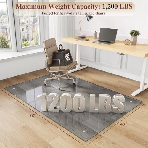 Tempered Glass Chair Mat for Carpet, 48"x72" Grey Floor Mat - Image 2
