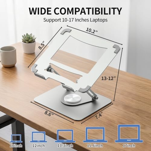 ALASHI 360° Rotating Laptop Stand, Multi-Angle, 10-17", Silver - Image 5