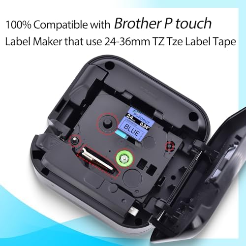 TZ TZe 24mm 0.94 inch Laminated Blue Tape Compatible for Brother P Touch TZ551 TZ-551 TZe-551 TZe551 Label Tape for Brother PT-9700PC 2430PC E550W E800W Label Maker, 5 Pack Black on Blue - Image 3
