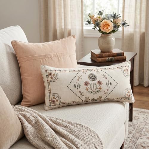 ISAENNE Designer Linen Throw Pillow Cover,Set of 2,28"x12"-Cornucopia B - Image 2