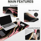 Britimes Keyboard Mouse Pad Set, 4 in 1 Desk Mat Set, Pink Black Marble - Image 5
