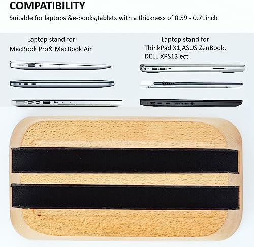 ACODE Wood Vertical Laptop Stand, Laptop Holder for Desk Compatible with MacBook Pro Air Surfaces,Laptops Storage Rack Slot Thickness 0.59" to 0.71"，Vertical Laptop Stand 2 Slots for max 2 Devices - Image 4