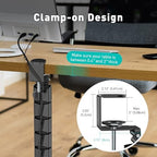 Clamp-On Cable Management Spine, No-Drill Vertebrae Wire Hider for Glass & Wood Standing Desks, Tool-Free Adjustable Desk-to-Floor Cord Organizer Snake with Non-Scratch Silicone Padding - Image 7