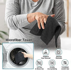 Macarrie 200 Microfiber Cleaning Cloths, 12 x 12 in, 200 GSM, Black - Image 3