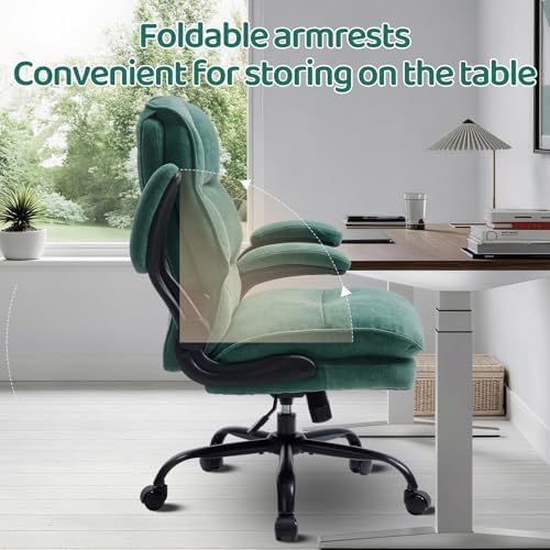 Comfy Office Chair Soft and Double Cushioned Ergonomic Computer Desk Chairs for Long Hours Executive Office Chair with Flip-up Armrests and Height Adjustment for Home Office Tealblue - Image 3