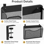 2 Pcs Desk Side Storage Organizer, Mesh, Metal 2-IN-1, Hanging, Black - Image 3
