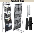 Outus 8 Pocket Mesh Literature Holder Portable Floor Stand Roll up, Black - Image 5