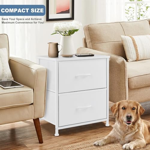 DUMOS Night Stand Small Dresser for Bedroom with 2 Drawers, Bedside Table - Image 2