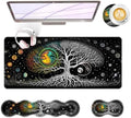 Large Keyboard Mouse Pad Set, Extended Mouse Pad+Keyboard Wrist Rest Support, Memory Foam Ergonomic Easy Typing, 4Pcs (31.5×11.8 in) Desk Pad Set for Office Home,Moon Tree of Life by Unknown