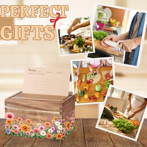 InnoBeta Floral Recipe Box with Flower Pattern Design, Recipe Card Holder Box with 50 Recipe Cards, 10 Dividers, Recipe Organizer for Christmas, Birthday, Mother's Day - Image 7