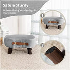 LUE BONA Small Curved Foot Stool with Handle, Gray Velvet Footstool and Ottomans, Modern Foot Rest with Wooden Legs, Step Stool with Padded Seat for Couch, Living Room - Image 5