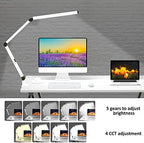 Micomlan LED Desk Lamp for Home Office, Architect Clamp Desk Lamp with Remote Control, Adjustable Dimmable Swing Arm Clamp on Table Light Clip-on Dual Light 5 Brightness Levels & 4 CCT Modes - Image 5