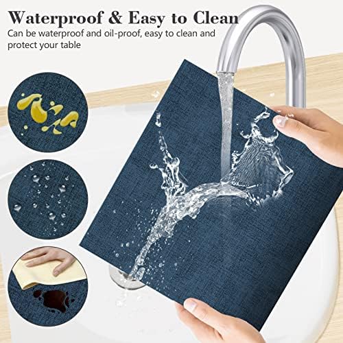Faux Leather Placemats Set of 6,Heat Resistant Placemats for Dining Table, Easy Clean Non-Slip Place Mats, Waterproof Stain Resistant Wipeable Washable PU Table Mats, (Navy Blue) - Image 4
