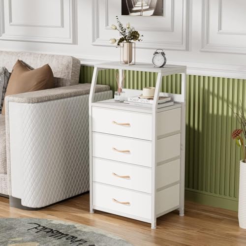 Furnulem Tall Nightstand with 4 Fabric Drawers, Small Dresser for Bedroom - Image 2