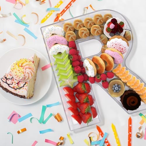 13.8" Extra Large Acrylic Letter Charcuterie Board Box, Reusable Fillable Letter Cake Candy Dish Display Serving Tray for Birthday Anniversary Party Decoration (R) - Image 4