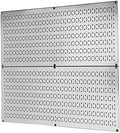 Wall Control Pegboard Rack Garage Storage Galvanized Steel Horizontal Peg Board Pack - Two 32-Inch x 16-Inch Shiny Metallic Metal WallBoard Tool Organization Panels by Wall+Control