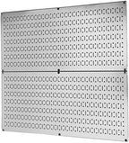 Wall Control Pegboard Rack Garage Storage Galvanized Steel Horizontal Peg Board Pack - Two 32-Inch x 16-Inch Shiny Metallic Metal WallBoard Tool Organization Panels by Wall+Control