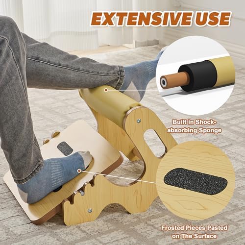 Foot Rest for Under Desk at Work- Adjustable Rocking Foot Stool with 3 Height Positions and Soft Crossbar, Ergonomic Wooden Footrest with Anti-Slip Surface for Home, Office - Image 4