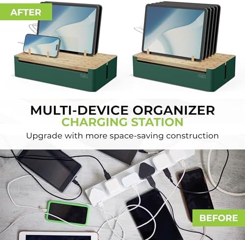 Prosumer's Choice Bamboo Charging Station - Multi Charger Station Organizer - Desk Docking Station for Phones, Tablets, Laptop - Wooden Charging Station with Removable Dividers - Cables Not Included - Image 2