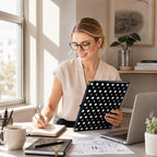Ospelelf Clipboard with Storage 8.5 X 11，Padfolio Organizer, Spiral Portfolio Letter Size with Notepad, Pen Holder, 5 Extra Folder Divider Pages, Elastic Closure Nurse Office Essentials Black Gold - Image 6