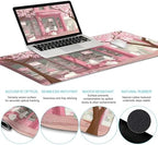 LIMKRIAN Anime Cat Mouse Pad with Wrist Rest, Pink Desk Mat Set for Women - Image 3
