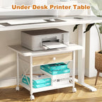 EasyCom Large Printer Stand with Fabric Storage Drawer and Locking Wheels - Image 5