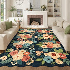 DUKINO 6x9 Area Rugs, Floral Washable Living Room Rug Non Slip, Navy Blue by DUKINO