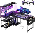 47in L Shaped Gaming Desk with Pegboard & Shelf & Storage Bag, Black by APICIZON