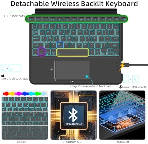 JUQITECH Detachable Keyboard Case for Samsung Galaxy Tab S10 Lite S10 FE S9 - Image 4