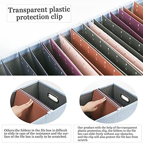 Oterri 2 Pack File Storage Organizer, Filing Box, Portable File Box with Lid, Fit for Letter/Legal File Folder Storage, Document Organizer, Sky-blue - Image 2