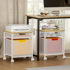 Tiaoheka Rolling File Cabinet Cart, Printer Stand with Storage Drawer, Mobile Filing Cabinet on Lockable Wheel, Hanging File Folder Organizer Beside Under Desk for Office Home, White (Patent Pending) - Image 2