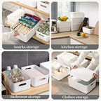 Yishyfier Plastic Storage Baskets Bins Boxes With Lids,Organizing Container White Storage Organizer Bins For Shelves Drawers Desktop Playroom Classroom Office,3-Pack(M+2S) - Image 4