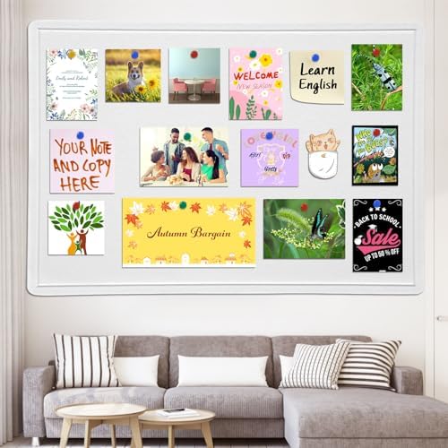 Large Bulletin Board 60" x 36" Felt Cork Board,Decor Pin Board, Warm White - Image 4