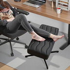 VECELO Under Desk Footrest, PU Ergonomic Foot Rest with Comfort Padding, Height Adjustable for Relieving Leg Pain, Stiffness, and etc, Black - Image 3