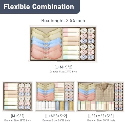 DIMJ Drawer Organizer Clothes Storage - 28 Pack Baby Dresser Organizer for Nursery, Foldable Closet Drawer Organizer Bins for Bedroom Organization, Fabric Storage Dividers for Socks, Underwears, Bras - Image 4