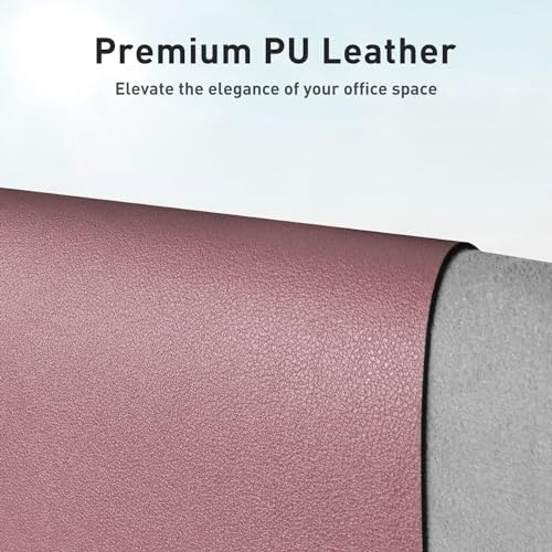Aothia Faux Leather Desk Mat - Non-Slip PU Leather Desk Blotter, Waterproof Writing Surface, Large Desk Pad for Office & Home (Dark Pink, 55" x 17") - Image 2
